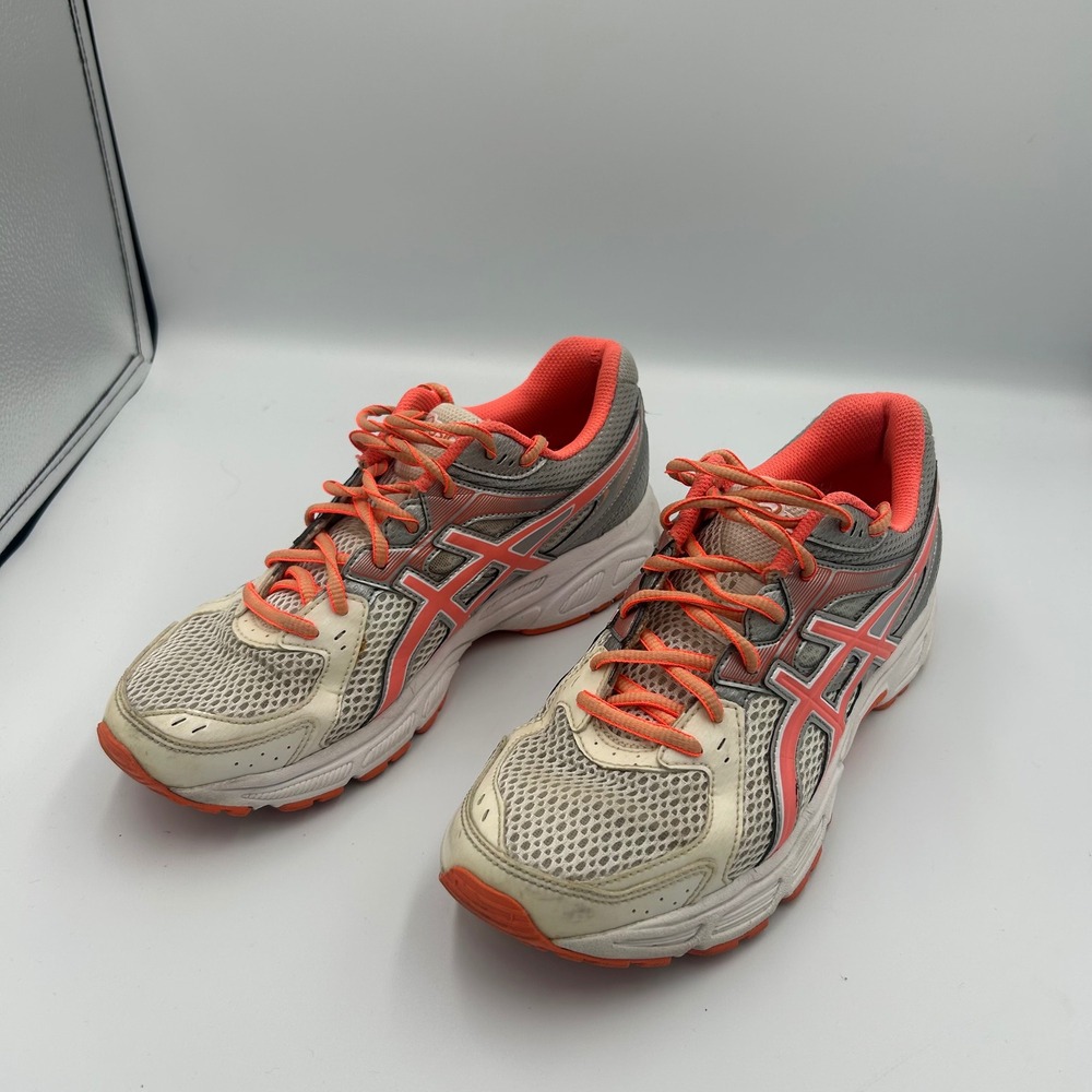 ASICS Gel-Contend 2 Running Shoes Womens 9 Grey White Coral T474N Sneakers